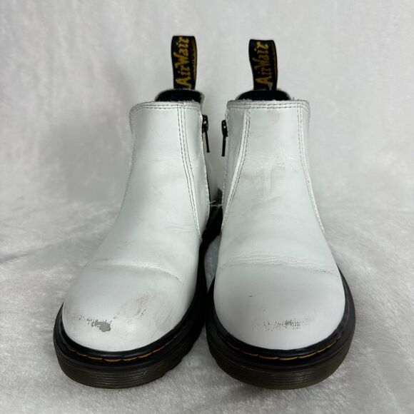 Dr Martens Youth Size 1 Chelsea Boots Ankle White Leather Zip Combat 2976J Docs - Picture 2 of 9